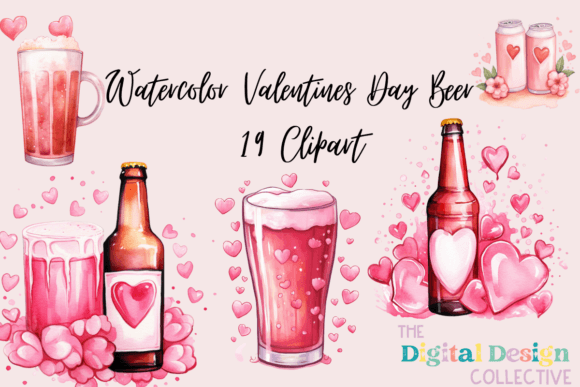 Download Watercolor Valentine's Day Beer Bundle - Valentine Collection