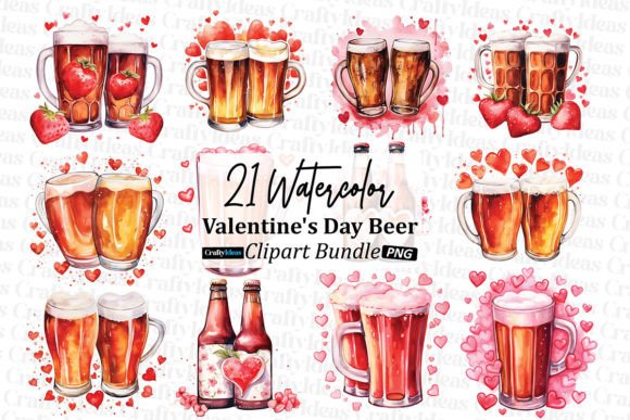 Download Watercolor Valentine's Day Beer Bundle - Valentine Collection