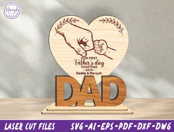 Download Dad Fist Bump Heart Laser Cut File Svg - Laser cut file Collection