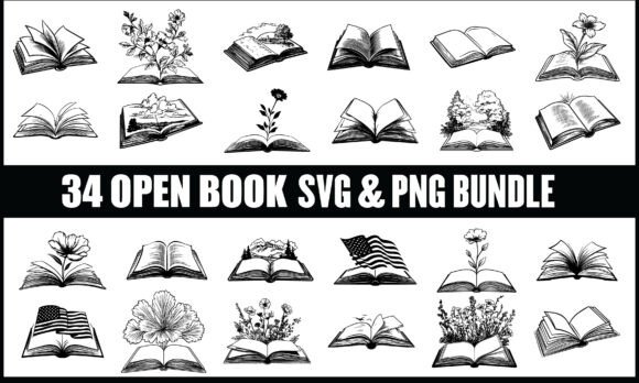 Download Open Book SVG Bundle, Reading Book PNG - Book svg bundle Collection