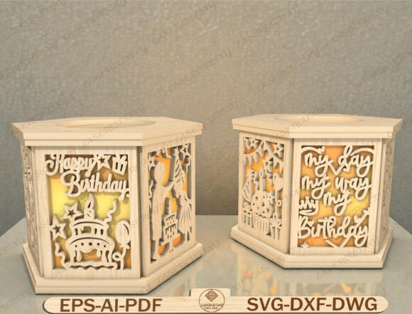 Download Happy Birthday Lantern Laser Cut File - Laser cut file Collection